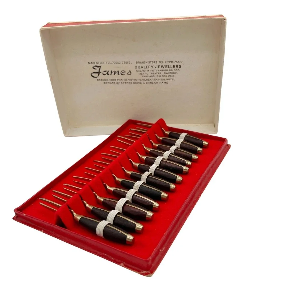12 Vintage James Jewellers Bangkok‎ Canapé Cocktail Appetizer Charcuterie Forks